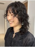 朝ラクパーマウルフヘアウルフパーママレットヘア