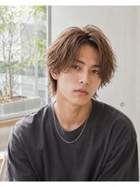 MEN's Baguz MEN'Sカット/ MEN'Sパーマ/ MEN'Sカラー 韓国ミディアムフェザーパーマ×センターパート束感レイヤー