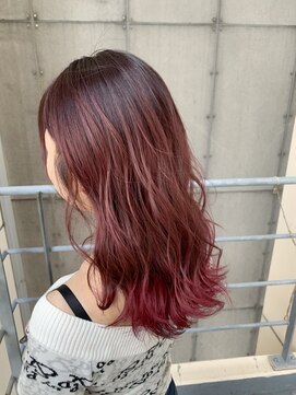 ジーナ 福岡天神(Zina) 小顔セミウェットウェーブピンクベージュハイライトカラー