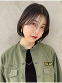 ショートボブ 丸みボブ シースルーバング 前髪カット 表参道30代