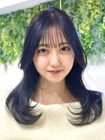 ビューブルー 亀戸錦糸町(VIEW BLUE)&nbsp;美髪カールブルーブラックレイヤーロングセミディ似合わせ前髪