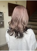 ピンクベージュ×裾カラー