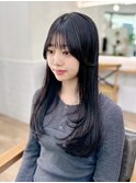 韓国前髪顔周り×小顔レイヤー[横浜/縮毛矯正/丸型卵型逆三角形]