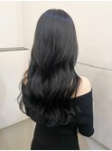 地毛風ブラック韓国ロングウェーブコテ巻き【横浜】