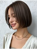 ショートボブ 美人ショート グレージュ 透明感カラー 20代30代