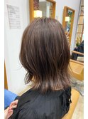 ★結べるボブ斜めバンググレージュカラーシルキーベージュ