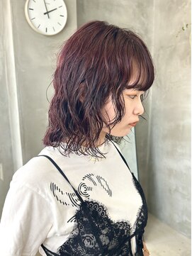 テトヘアー(teto hair) ミディアムパーマ　ボブ　レッドブラウン