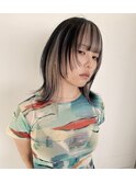 ウルフカット インナーカラーグレー　コントラストカラー