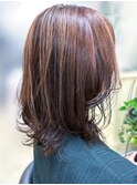 20代30代40代大人3Dカラーレイヤーカット艶感ミディアム立体感