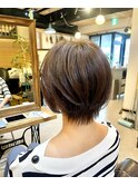 ショートボブ髪質改善白髪ぼかしハイライト