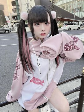 オズ 梅田店(OZ) フェイクブラック/インナーピンク/バージンレミーエクステ60枚