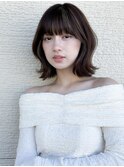 くびレイヤー前髪あり大人可愛いモテ髪20代30代こなれミディ