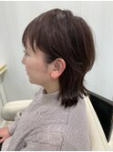 大人可愛い30代40代50代小顔ウルフレイヤーボブ丸みショートボブ