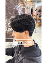 ヘアーアンドメイク サワ 上田本店(SAWA)&nbsp;爽やかメンズニュアンスパーマ/センターパート×ツーブロック