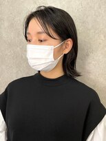 サンク 原宿 表参道(cinq) 切りっぱなしボブハイライト黒髪ボブ大人かわいい外ハネボブ