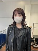 レイヤーボブ　外ハネレイヤー　ピンクカラー