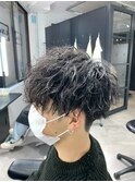 波巻きパーマ 長野メンズパーマ 刈り上げショートマッシュ