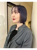 切りっぱなしボブ/ミニボブ/ラベンダーグレージュ