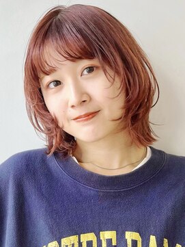 ガーデン 銀座(GARDEN) 顔まわりレイヤー/くびれヘア/イメチェン/アプリコットオレンジ