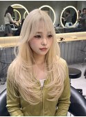 韓国へア/ブリーチ/顔周りカット/ハイトーン/レイヤーカット/
