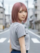 ファクトリーファイブ(Factory5) 小顔ボブミディアムピンク20代30代40代くびれミディ韓国ヘア