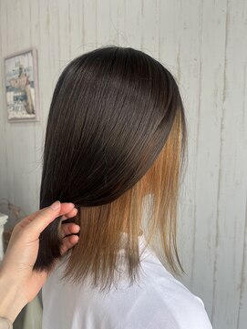 ロア 熊本(LOA) インナーカラー　アッシュブラウン×オレンジ　10代20代30代40代