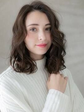 カバーヘア ブリス 戸田公園西口店(COVER HAIR bliss) ドライパーマ黒髪アッシュかきあげミディアムX戸田公園30代40代