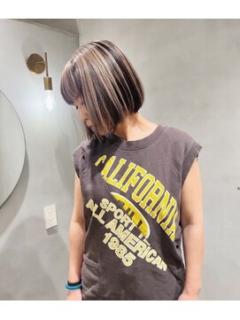 チェレ ブラン 堺東店(Chere brun) ボブハイライト×アンブレラカラー×デザインカラーワンレンボブ