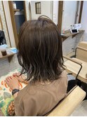 切りっぱなし×髪質改善トリートメント×グレージュ×白髪染め