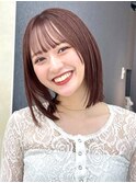 顔周りカット/縮毛矯正/ダークブラウン/コーラルピンク/ボブ