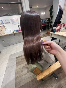 ザラブズラフズヘアー 守恒店(the loves laughs hair) ピンクブラウン×ハイグレイカラー