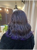 インナーカラー×パープルカラー×ミディアムボブヘア