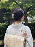 大阪着物レンタル　訪問着に合う　ショートアップ風スタイル