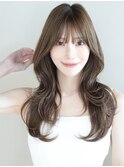 似合わせカットくびれロングレイヤー 小顔前髪 透明感カラー