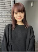 ミディアム　ボブ　切りっぱなし　暖色系カラー　10代20代
