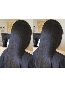 何をしてもまとまらない、ツンツンのストレートはもう嫌…。お客様のクセ毛を自然な柔らかストレートに☆