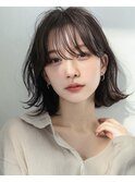 黒髪/グレーベージュ/レイヤーロング/前髪パーマ[新宿駅]