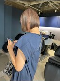 中明度グレージュ/切りっぱなしボブ/タッセルボブ/ミニボブ/横浜