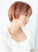 イメチェンツヤ髪ピンクベージュ小顔補正カットf古河10代20代