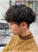 フェザーパーマサーフカール刈り上げセンターパート