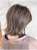 mowen×アッシュグレージュ×外ハネボブ×外人風カラー