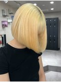 9101渋谷ブロンドホワトアッシュハイトーンカラーレイヤーボブ