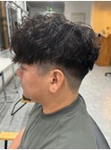 波巻きパーマメンズパーマメンズヘアツーブロックツイストパーマ