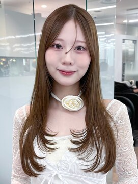 アルバム 渋谷パルコ(ALBUM) 顔周りレイヤーロング韓国ヘアミルクティー_F31313