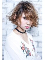 ヘアーアートシフォン 川口東口店(hair art chiffon)&nbsp;グレージュ&ひし形シルエットのエアリー切りっぱなしボブ 川口