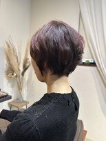 ワ ヘアー(wa-hair)&nbsp;ショートボブパーマ　マッシュパーマ　ワインレッド大人ショート