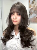 T99韓国ヘアーハッシュカットブリーチなし透明感グレージュ
