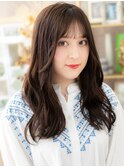シースルーバング/ダークアッシュ/ニュアンス/ゆるふわロングg