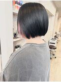 福山Caaryサーモンピンクインナーアクセントカラーミニボブ20代