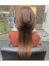 ヘアー プロデュース アロマ(HAIR PRODUCE aroma) 前下がりボブのようなミディアム×オレンジベージュ